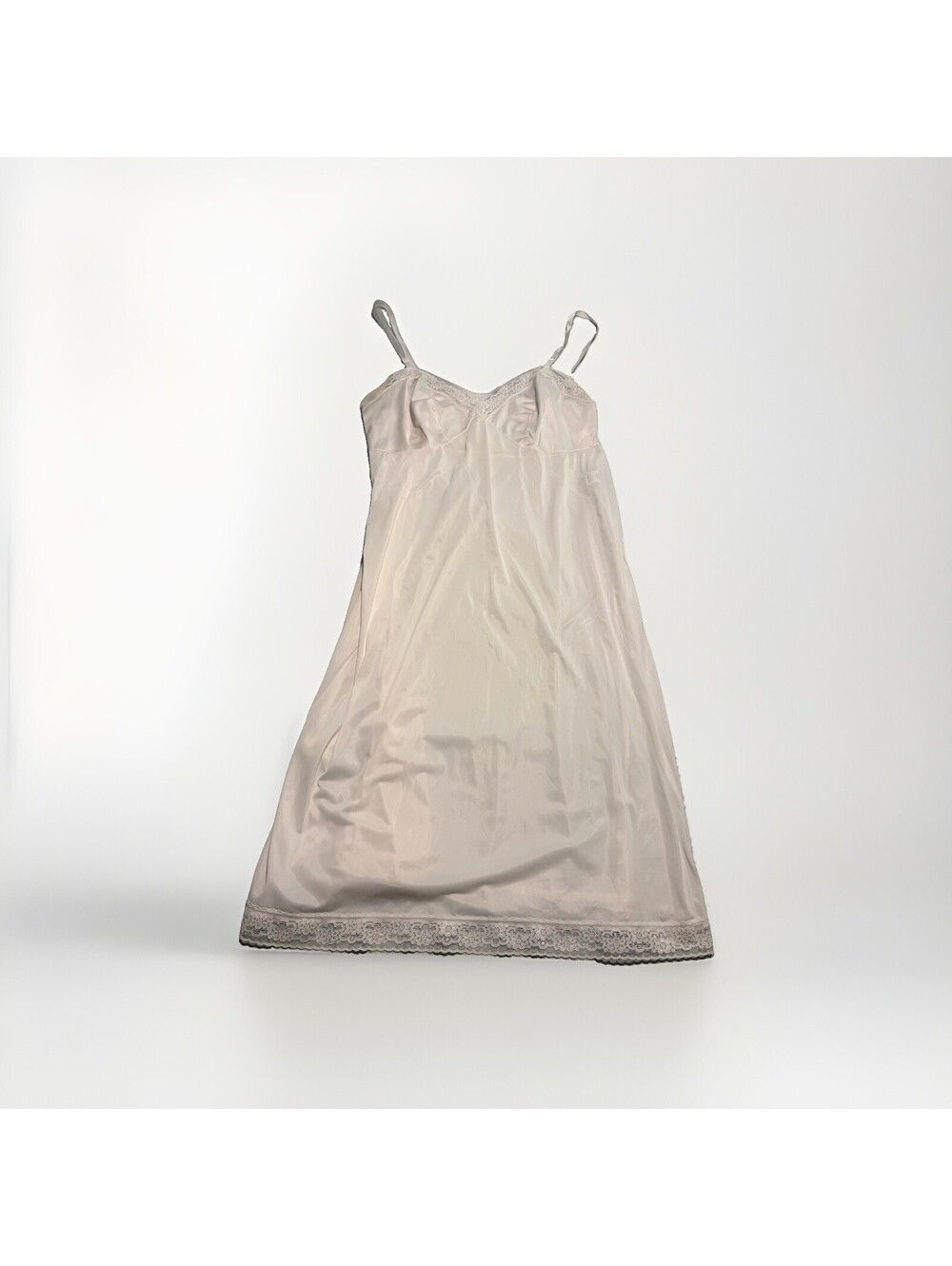 Vanity Fair White Nylon Lace Trim Full Slip Women’s Sz 42 Adjustable Straps